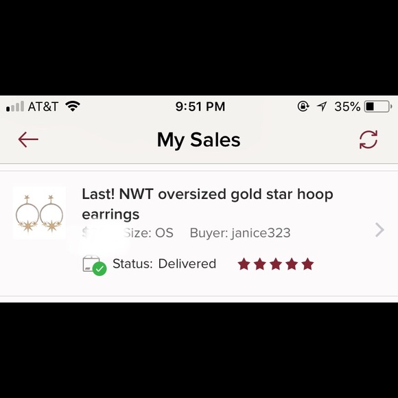 Last pair! NWT oversized gold star hoops initial - Picture 4 of 5
